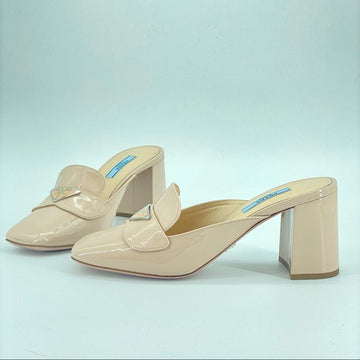 PRADA  leather beige pink mules
