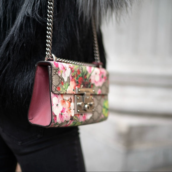 Gucci Gg Monogram Small Padlock Shoulder Bag Floral Rose