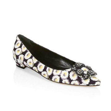 'Hangisi' Swarovski Crystal Brooch Floral Print Flats