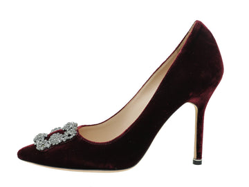 Manolo Blahnik Burgundy Velvet Hangisi Pumps 39