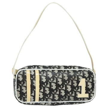 CHRISTIAN Pearl Street Bags Dior Trotter Canvas Accessory Pouch Black Auth mr353