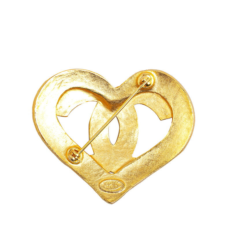 Chanel  Coco Mark Heart Motif Brooch Gold