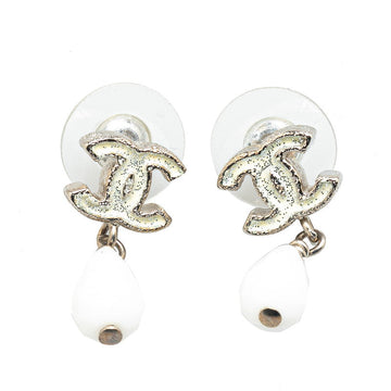 Chanel Coco no mark Silver Metal Earrings