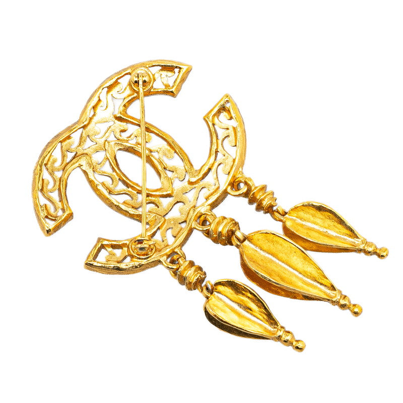 Top Quality Chanel  Coco Mark Swing Triple Brooch Gold