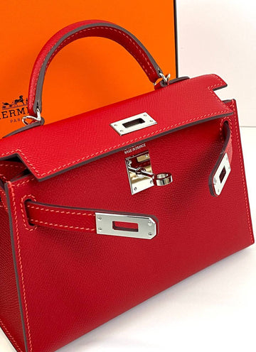 Hermes Kelly 20 Mini Sellier Bag red Leather Gold Hardware