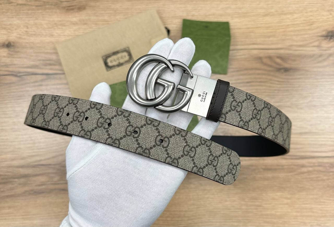 Gucci GG Marmont reversible belt silver
