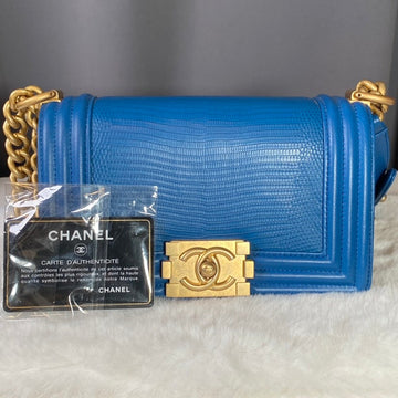 Chanel Boy Bag Blue Shoulder Bag  Preloved with Entrupy Verification