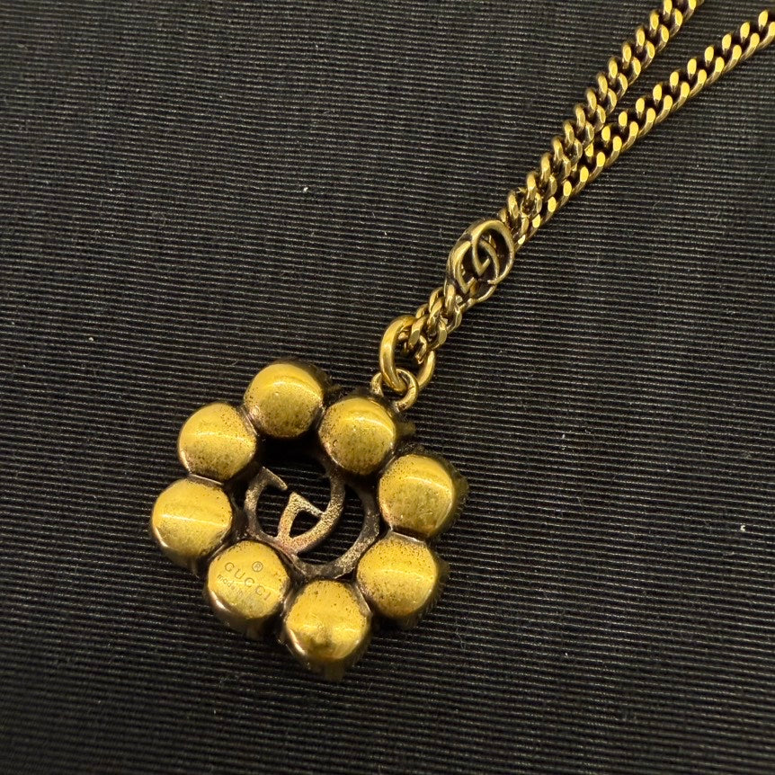 Gucci GG Marmont Rhinestone Necklace Gold 43-48cm
