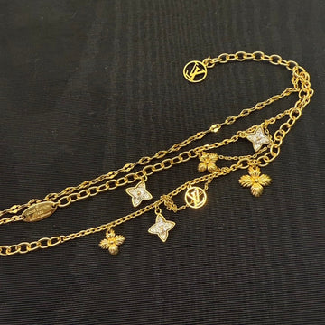 Louis Vuitton Gold Rhinestone Bracelet 16-20cm