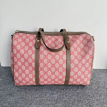 Gucci Pink Canvas GG Supreme Boston Bag Medium