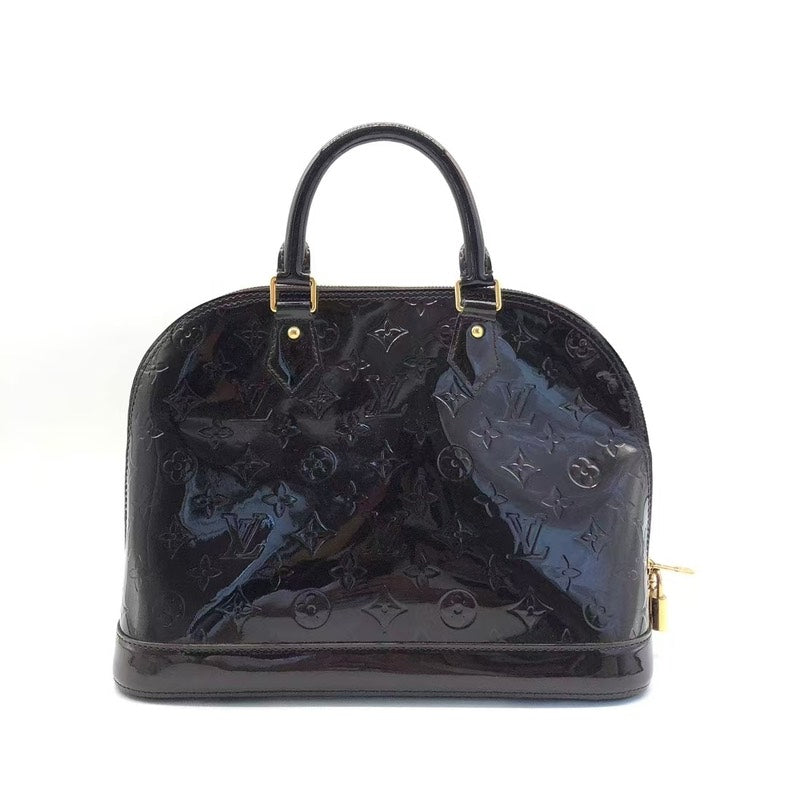 Louis Vuitton Alma Patent Leather Bag Black