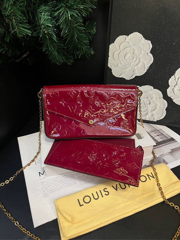 Louis Vuitton Plum  Leather Crossbody Bag 21.5cm