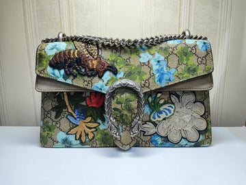 Gucci Dionysus Beige Floral Embroidered Canvas Bag Medium