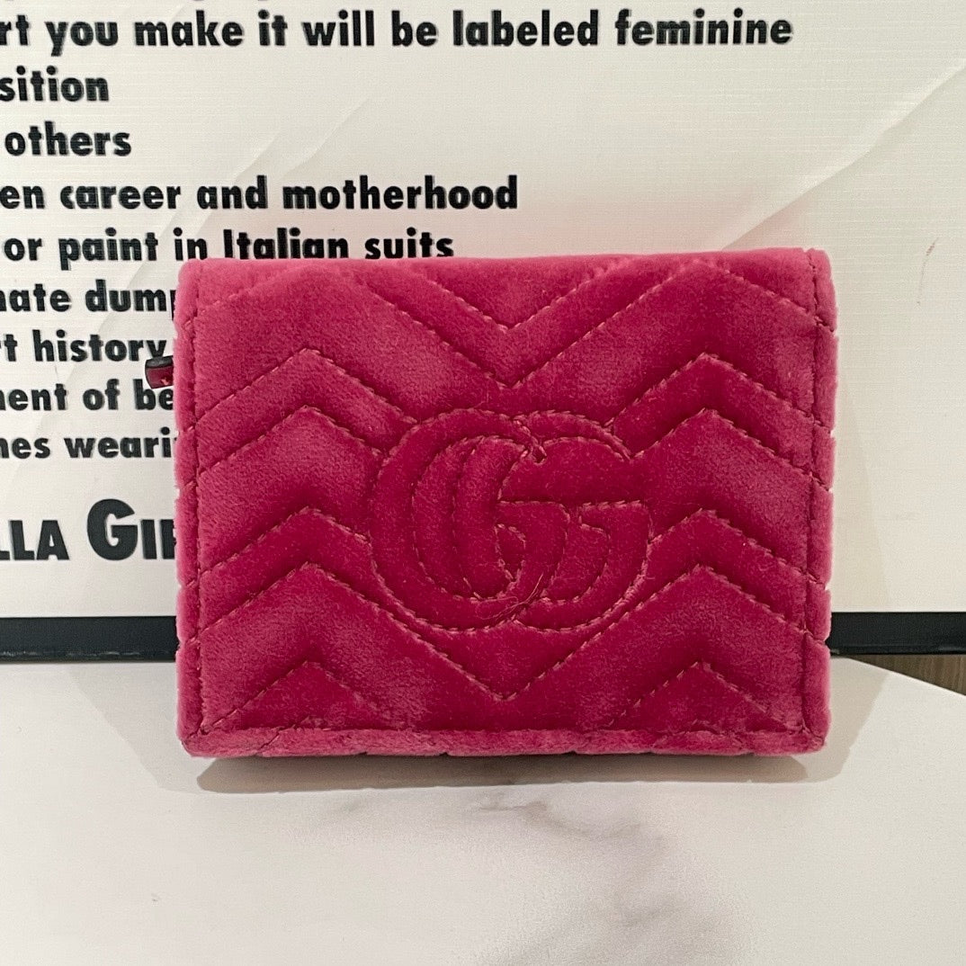 Gucci Velvet Pink Love Wallet Small
