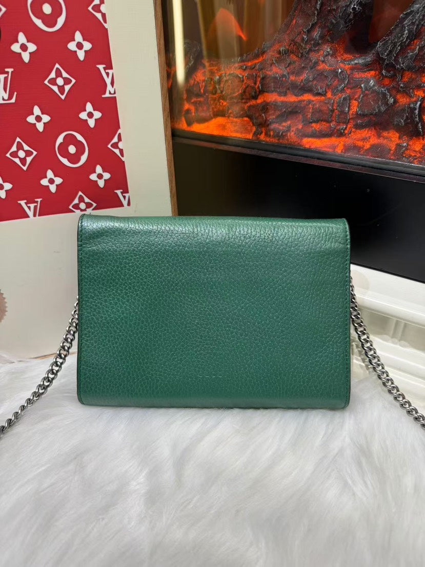 Gucci Dionysus Green Leather Chain Shoulder Bag
