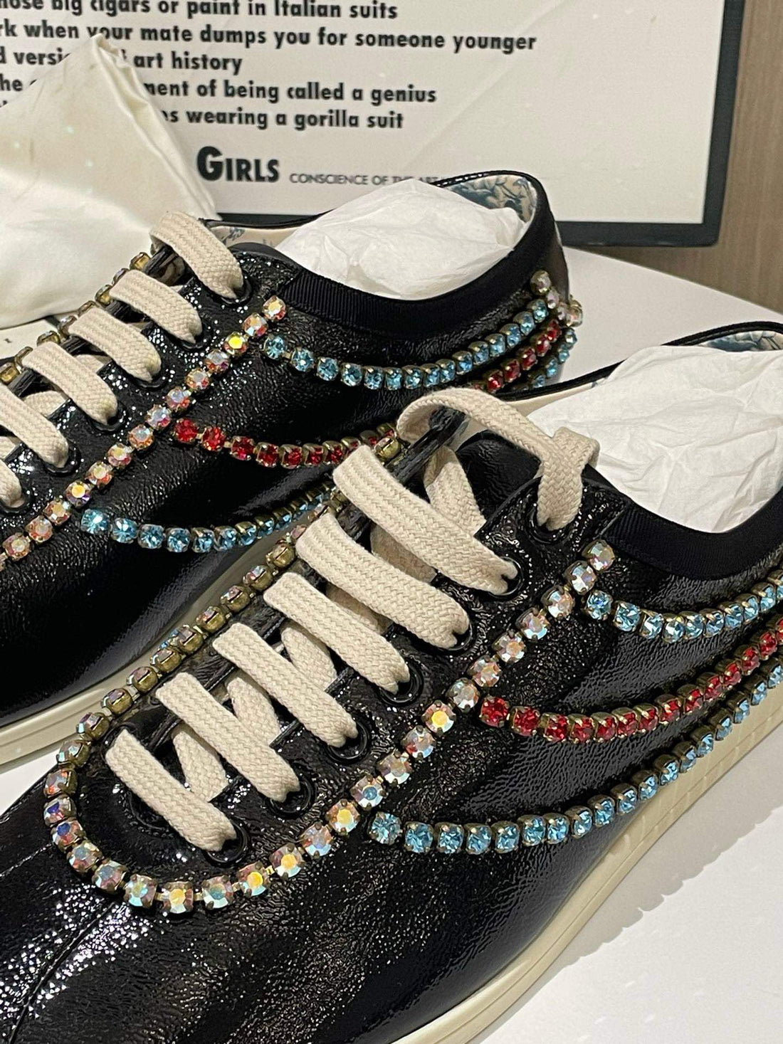 Gucci Black Rhinestone Sneakers Size 38