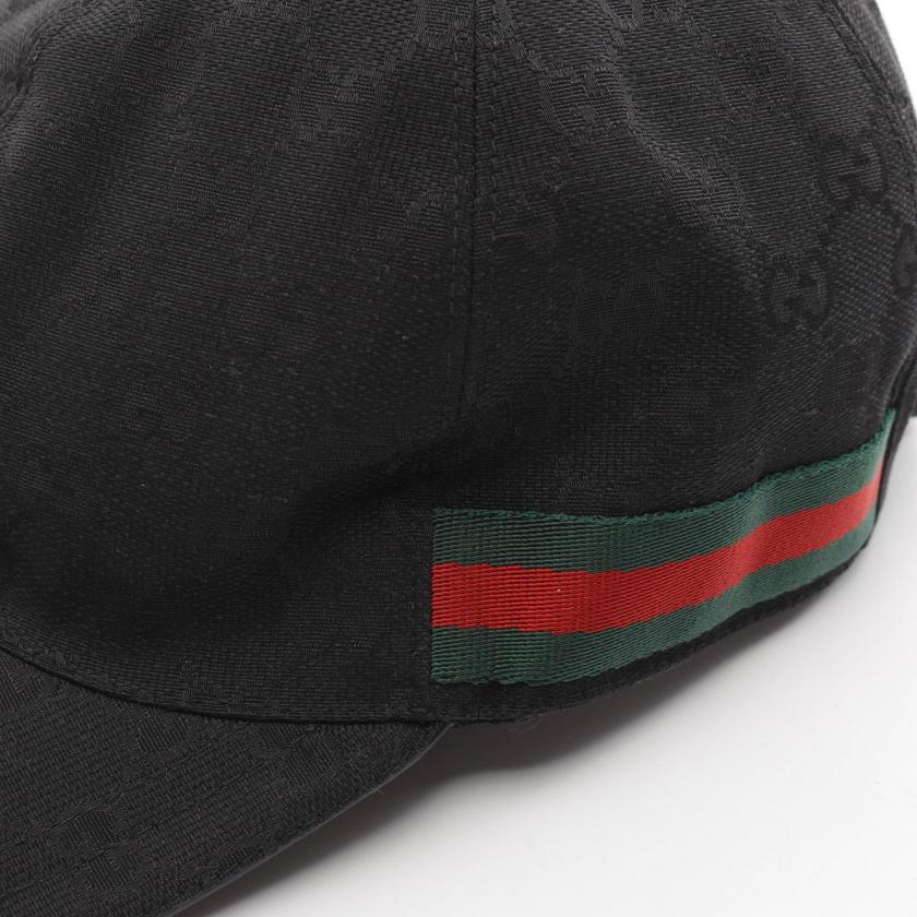 Gucci GG Canvas Web Line Cap Black Green Red Cotton 948547