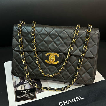 Top Quality Chanel  CF Maxi Black Quilted Leather Shoulder Bag