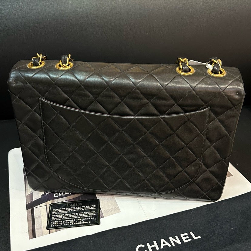 Chanel  CF Maxi Black Quilted Leather Shoulder Bag