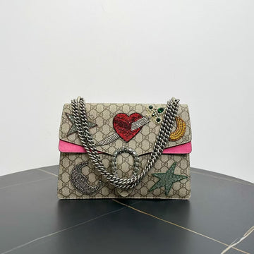 Gucci Dionysus Beige Canvas Embellished Handbag