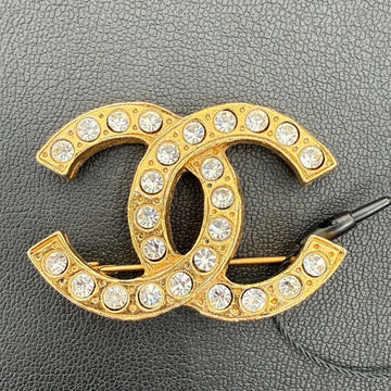 Top Quality Chanel  Gold Rhinestone Brooch
