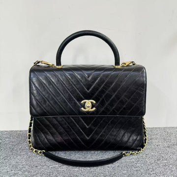 Chanel Chevron Black Handle Bag