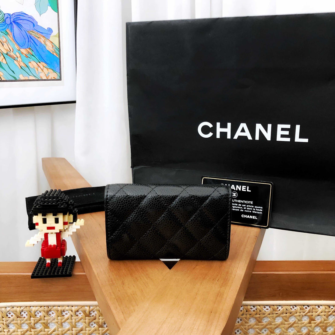 Top Quality Chanel Caviar Leather Cardholder/Small Wallet Black Wallets 208