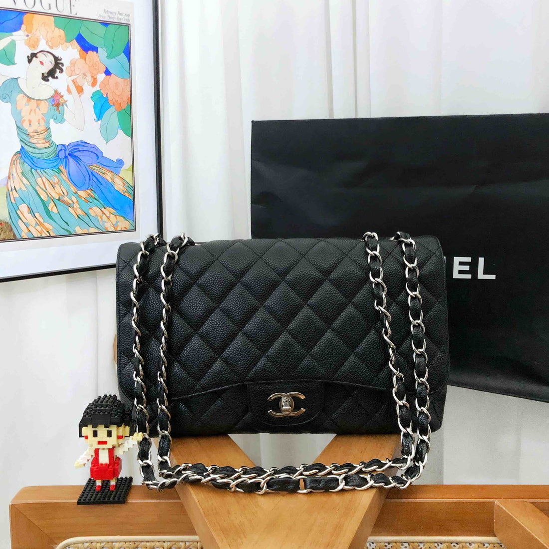 Top Quality Chanel Jumbo Classic Flap Bag Black Quilted Leather