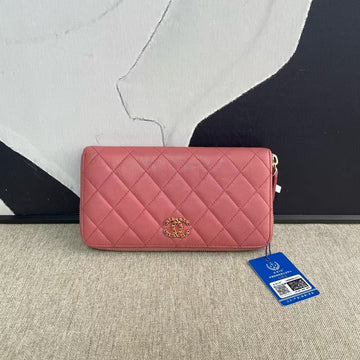 Top Quality Chanel 2019 Classic Pink Leather Wallet -  Designer Bag