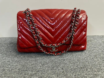 Top Quality Chanel Chevron Red  Leather Shoulder Bag