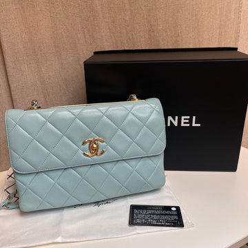 Top Quality Chanel Trendy CC Hobo Bag  Blue Leather