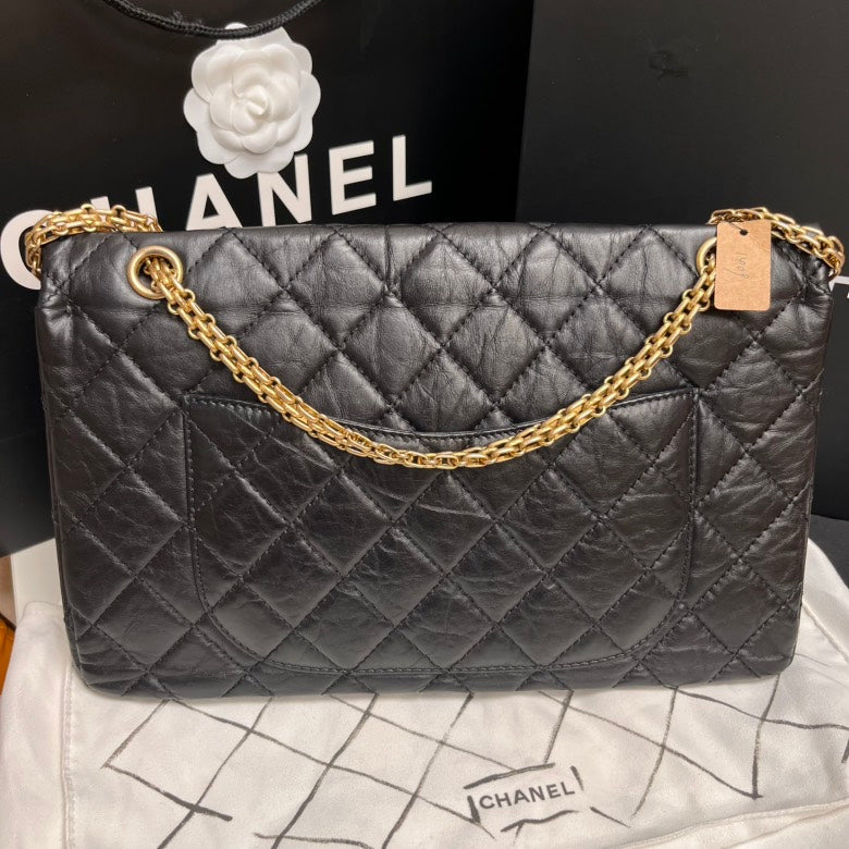 Top Quality Chanel 2.55 Maxi Black Quilted Leather Shoulder Bag
