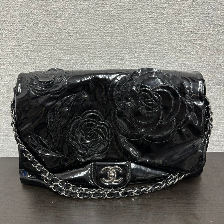 Top Quality Chanel V Black Floral  Leather Chain Shoulder Bag
