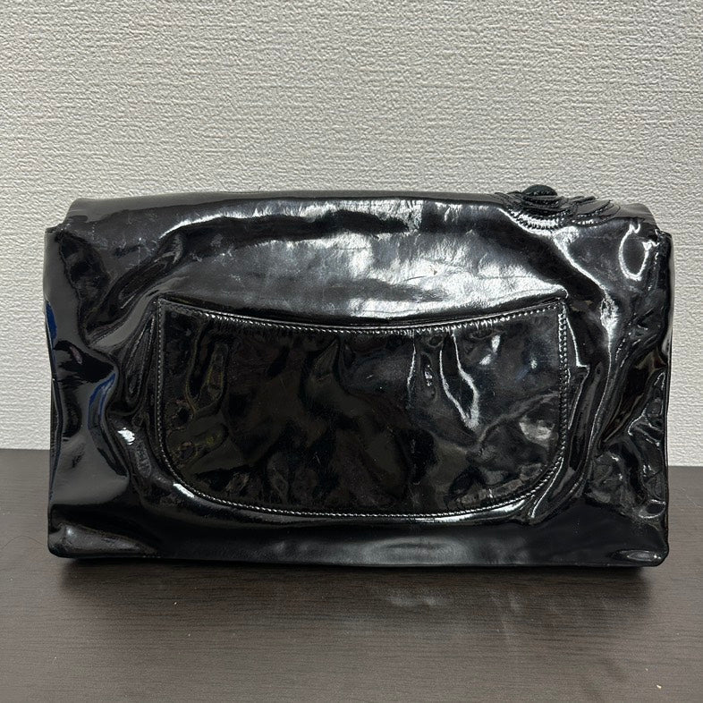 Top Quality Chanel V Black Floral Patent Leather Chain Shoulder Bag