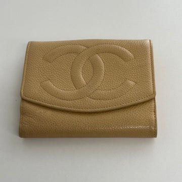 Pre-loved Chanel Wallet 3802 in Beige Leather