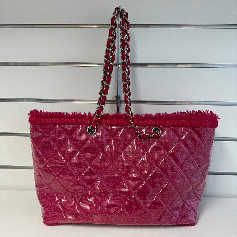 Top Quality Chanel Deauville Tote Bag in Pink Quilted Tweed