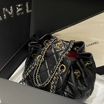 Un Top Quality Chanel 22c Bucket Bag Black Leather Designer Handbag