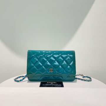 Top Quality Chanel WOC Bag Blue  Leather Crossbody Wallet on Chain