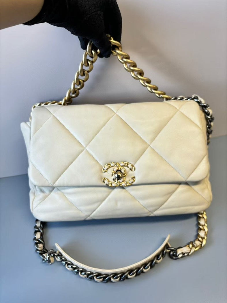 Top Quality Chanel 19 Bag White Crossbody