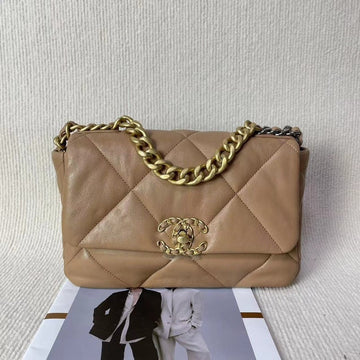 Top Quality Chanel 19 Bag 5020716 Beige Leather Shoulder Bag