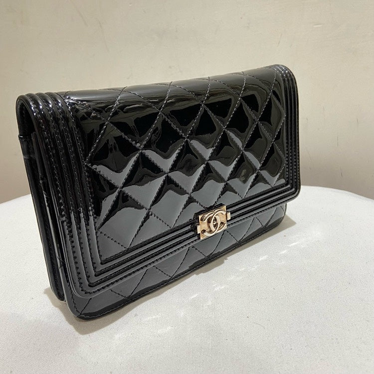 Top Quality Chanel Patent Leather Black WOC Crossbody Bag