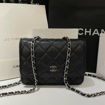 Top Quality Chanel Wallet On Chain Caviar Leather Black Crossbody Bag