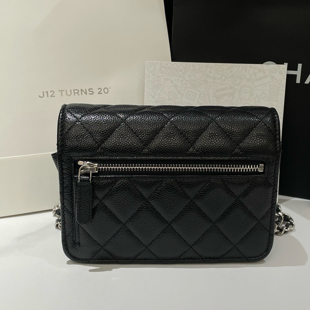 Chanel Wallet On Chain Togo/epsom/caviar/clemence/callfskin/cowhide/lambskin Leather Black Crossbody Bag