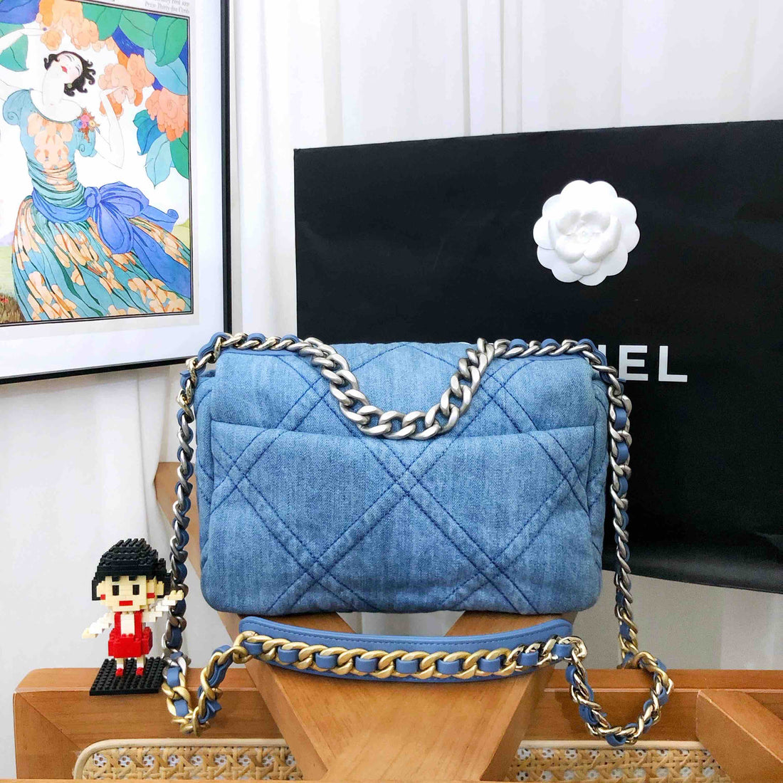 Top Quality Chanel 19 Bag Denim Shoulder Bag - Blue  Designer Handbag