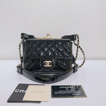 Top Quality Chanel  and Lace Twin Chain Bag Black Shoulder Bag