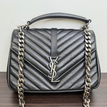 Preloved YSL Loulou College Calfskin Black Shoulder Bag B1011