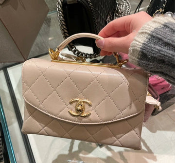ú®FULL SET  Top Quality Chanel Top Handle Bag Beige