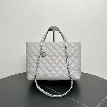 Top Quality Chanel Quilted Two-Way Bag 2018 in  Gray Leather