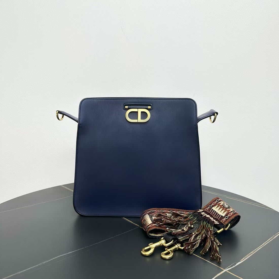 Top Quality Chanel Classic Navy Leather Shoulder Bag