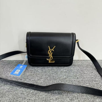 Saint Laurent Monogram Crossbody Bag in Black Leather